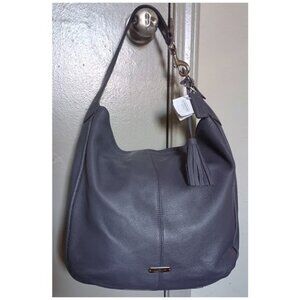 Coach Avery Slate Purple Pebbled Leather Tassel Hobo Bucket Bag